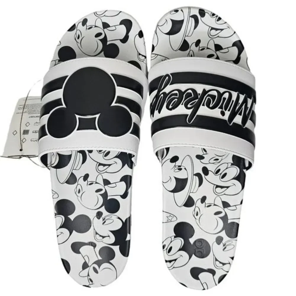 NWT Adidas Slides Mens Size 12 Disney Mickey Mouse Adilette Comfort Black White - Picture 8 of 15